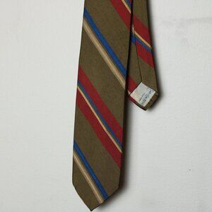 Yves Saint Laurent Olive Diagonal Striped Silk Business Tie 55"